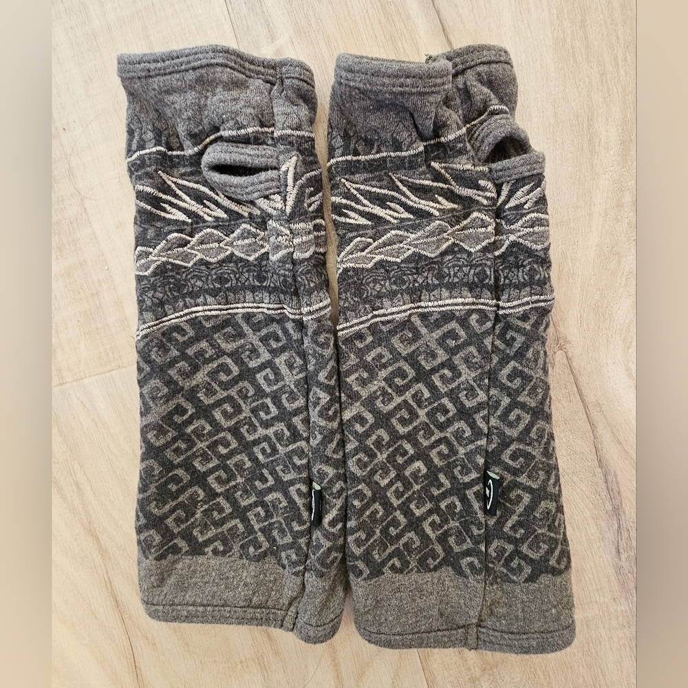 Psylo Arm Warmers Fingerless Thumbhole gloves brown one size